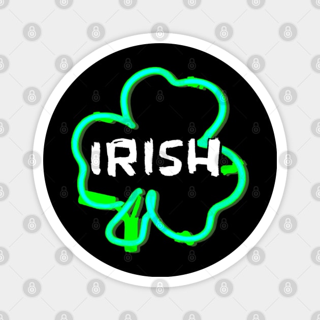 Irish Neon Shamrock Magnet by badlydrawnbabe